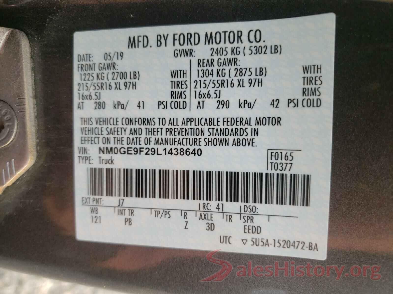 NM0GE9F29L1438640 2020 FORD TRANSIT CO