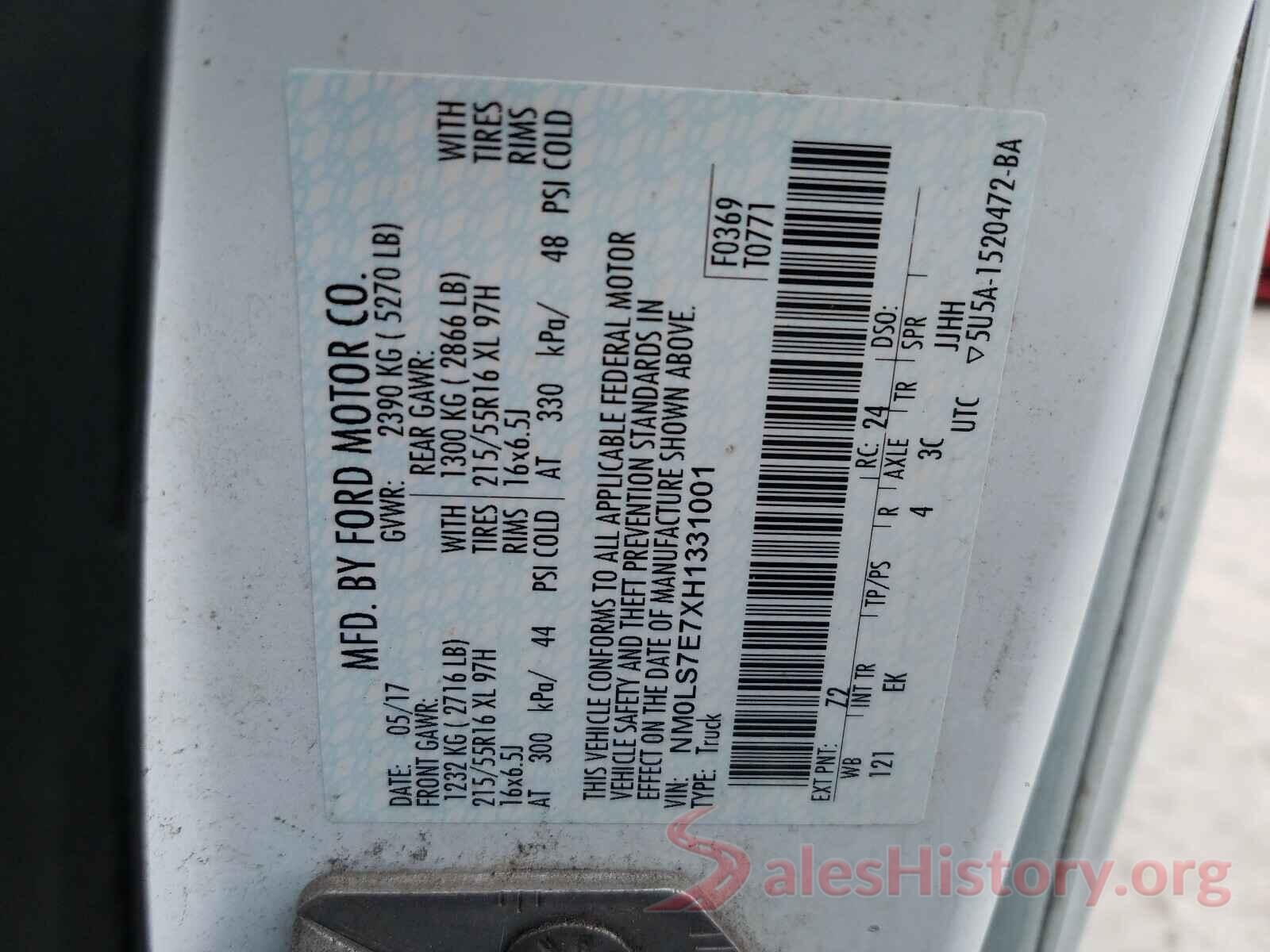 NM0LS7E7XH1331001 2017 FORD TRANSIT CO