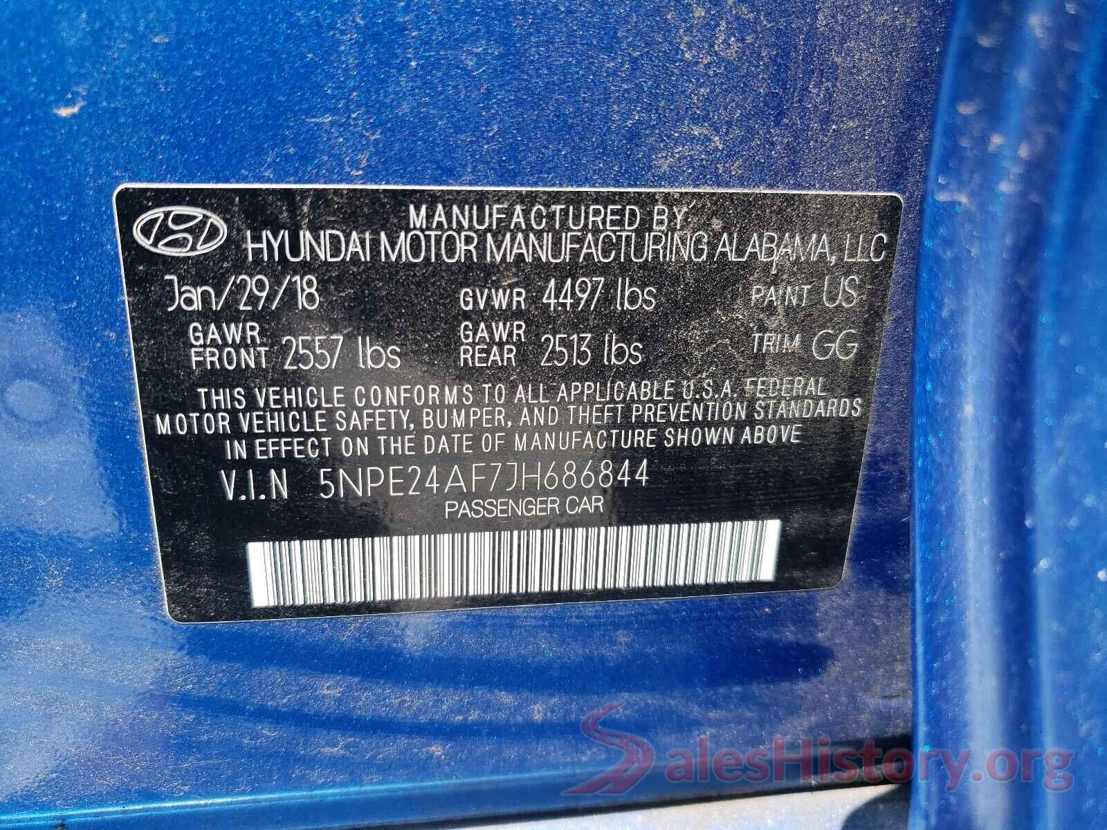 5NPE24AF7JH686844 2018 HYUNDAI SONATA