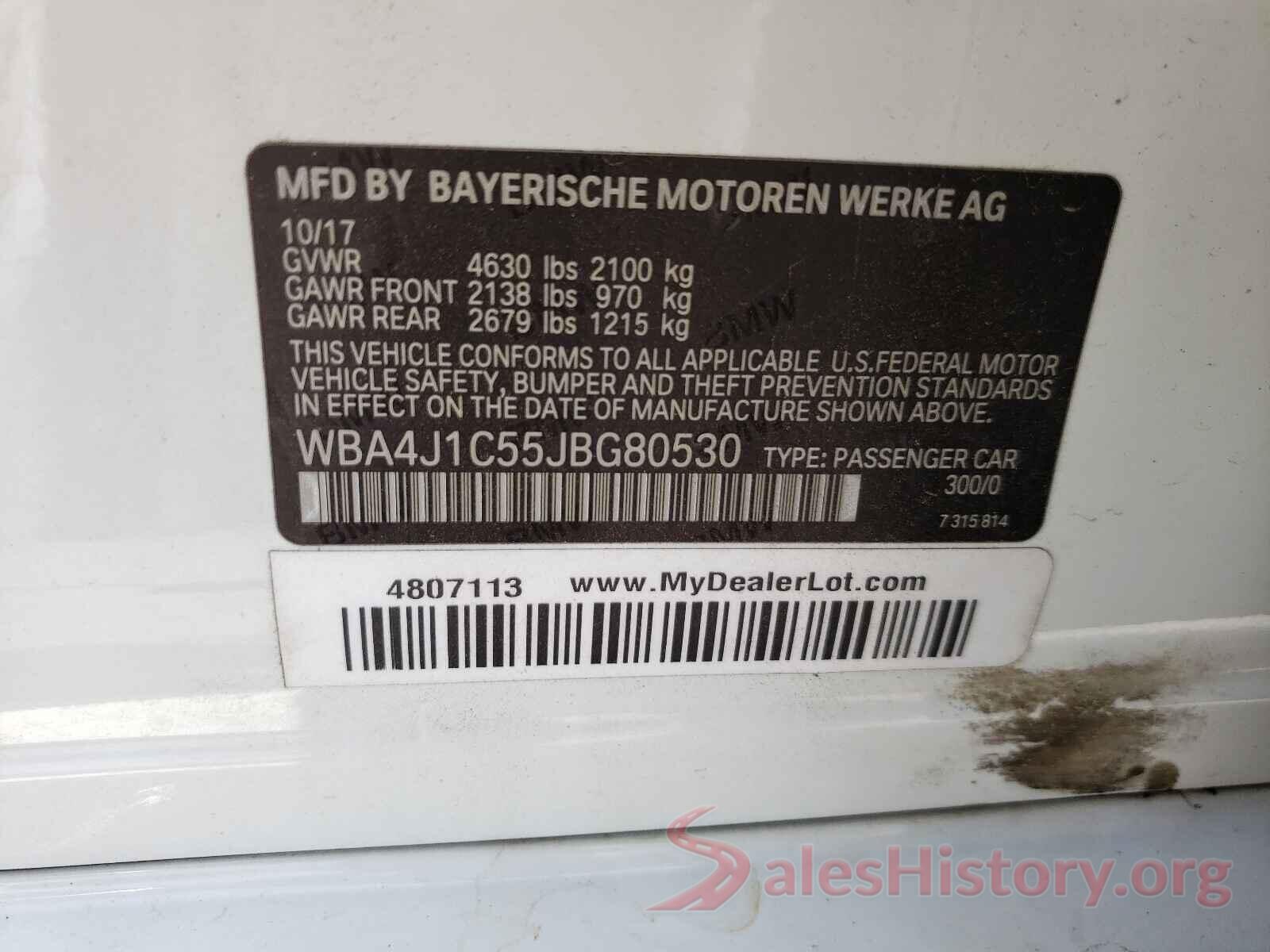 WBA4J1C55JBG80530 2018 BMW 4 SERIES