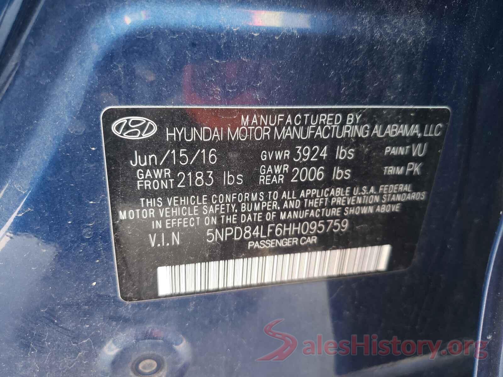 5NPD84LF6HH095759 2017 HYUNDAI ELANTRA