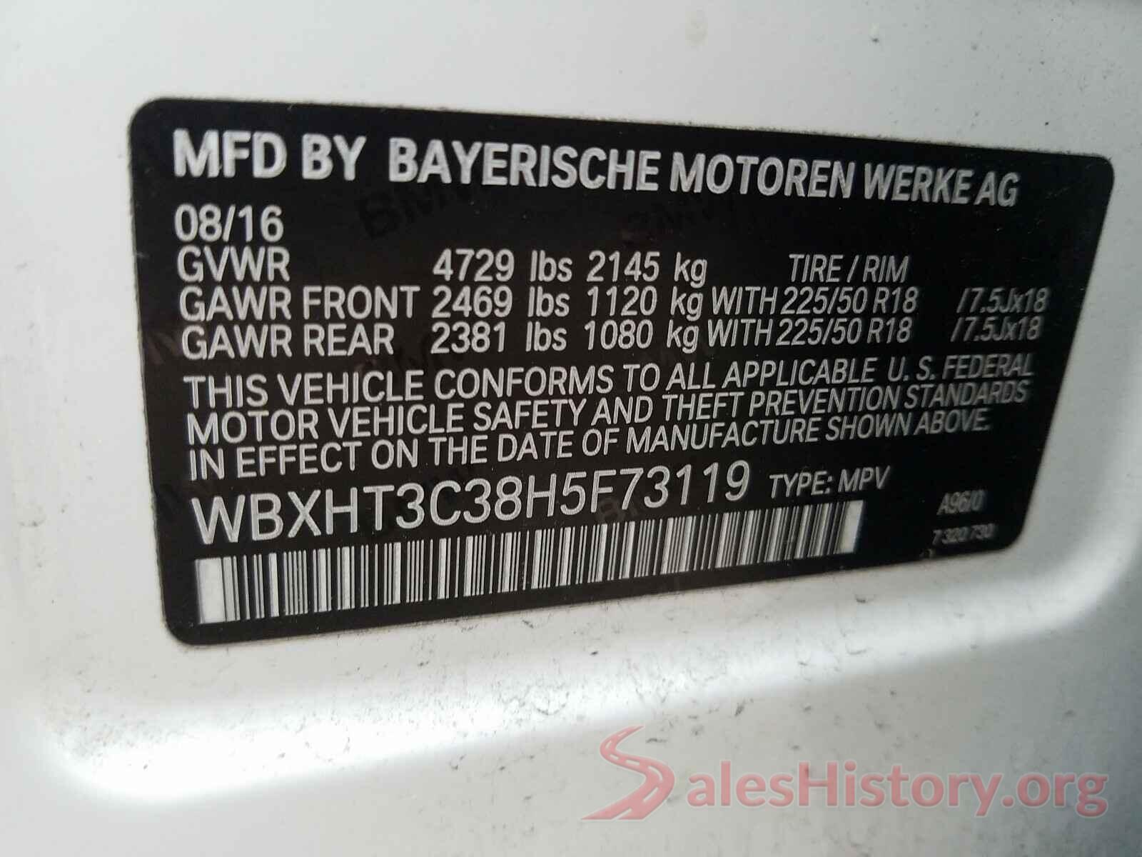 WBXHT3C38H5F73119 2017 BMW X1