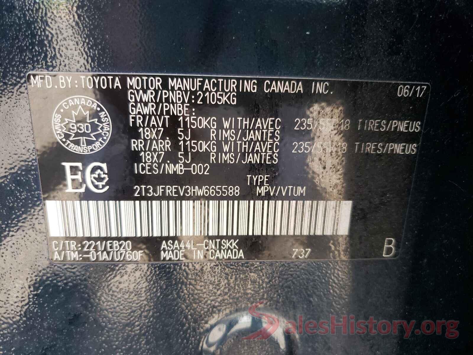 2T3JFREV3HW665588 2017 TOYOTA RAV4