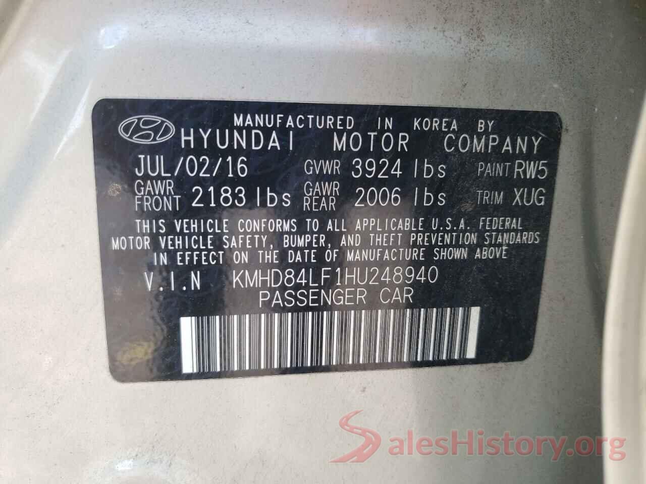 KMHD84LF1HU248940 2017 HYUNDAI ELANTRA