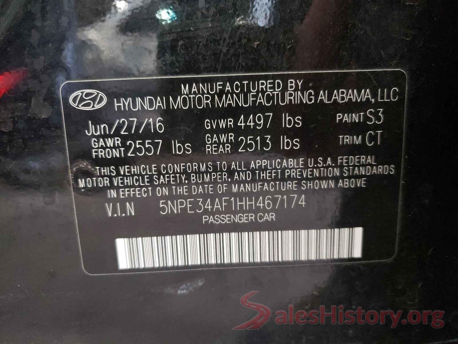 5NPE34AF1HH467174 2017 HYUNDAI SONATA