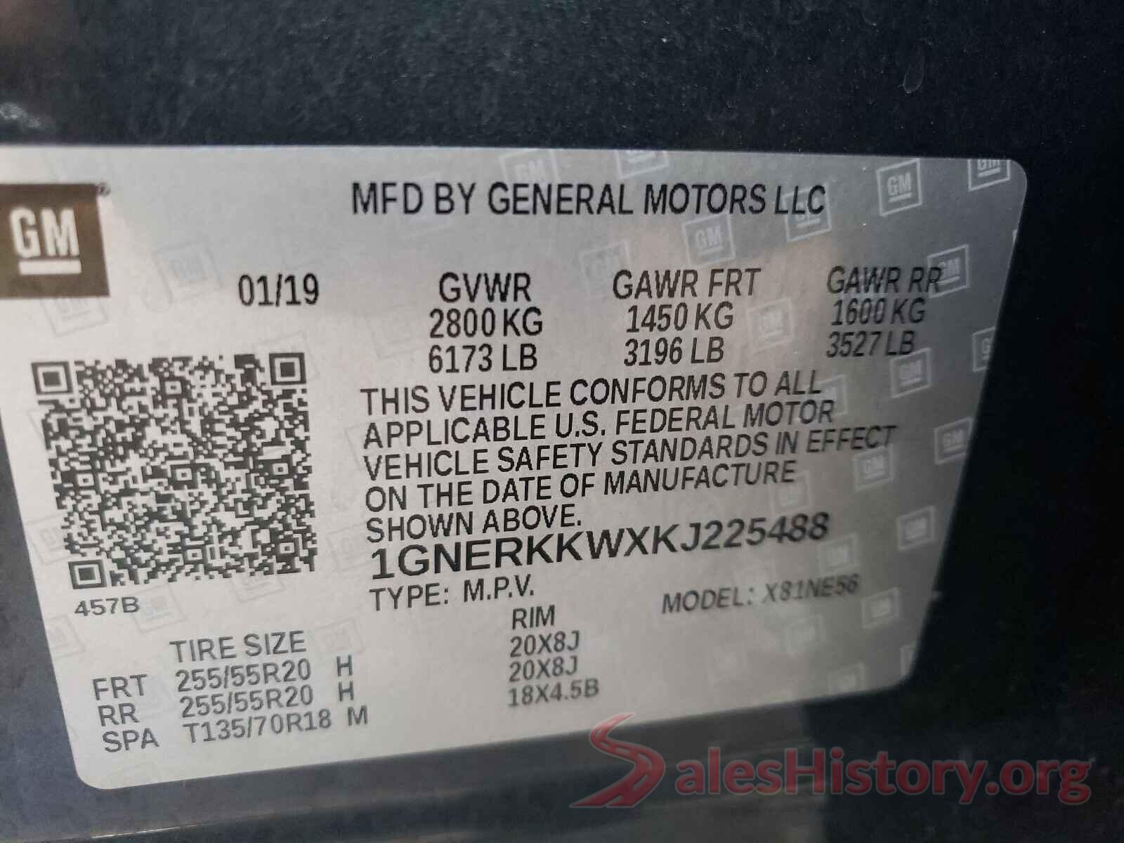 1GNERKKWXKJ225488 2019 CHEVROLET TRAVERSE