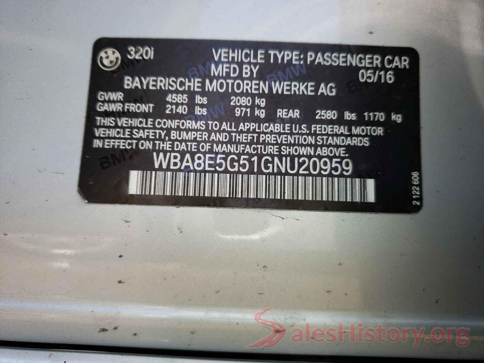 WBA8E5G51GNU20959 2016 BMW 3 SERIES