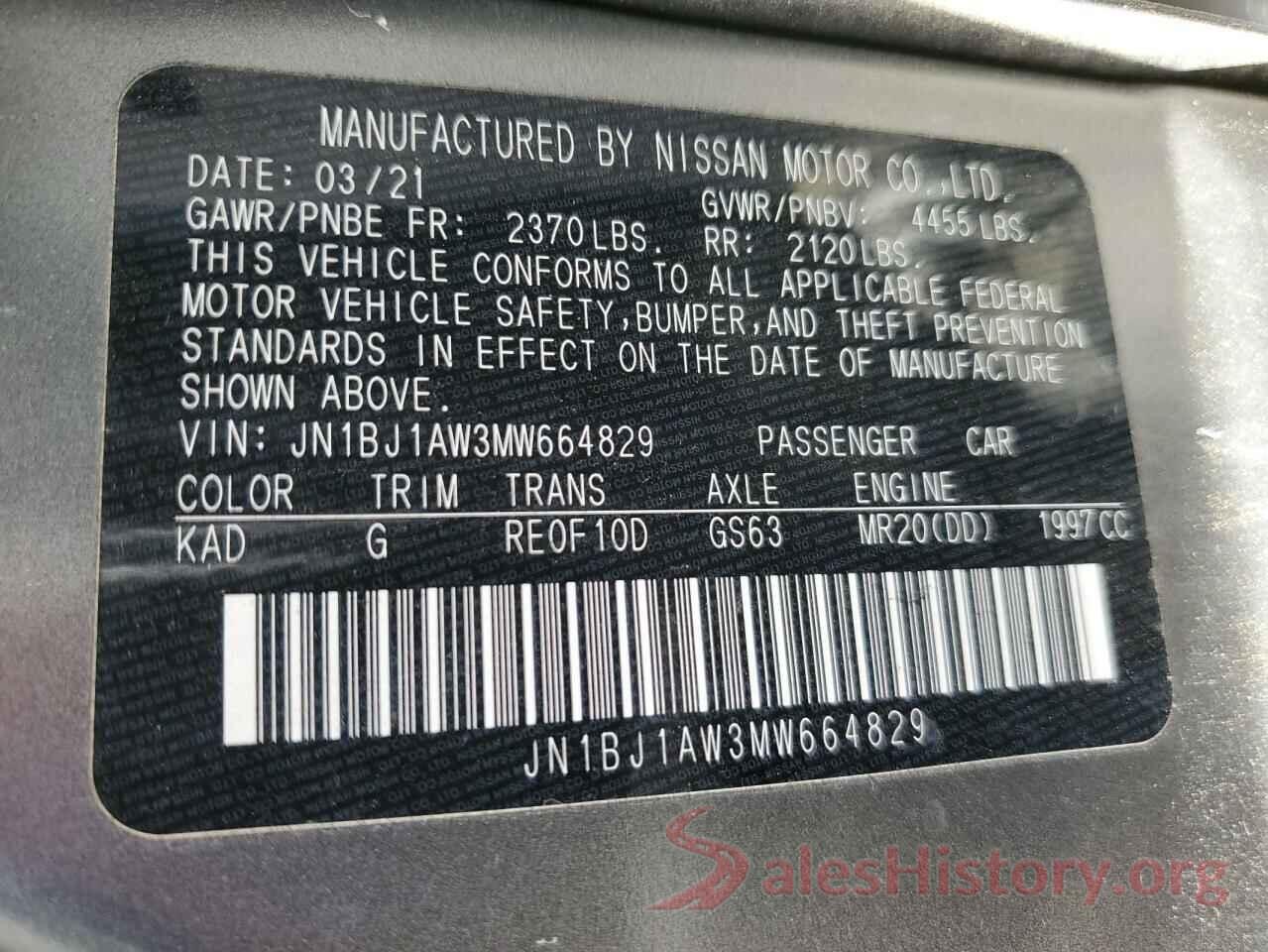 JN1BJ1AW3MW664829 2021 NISSAN ROGUE