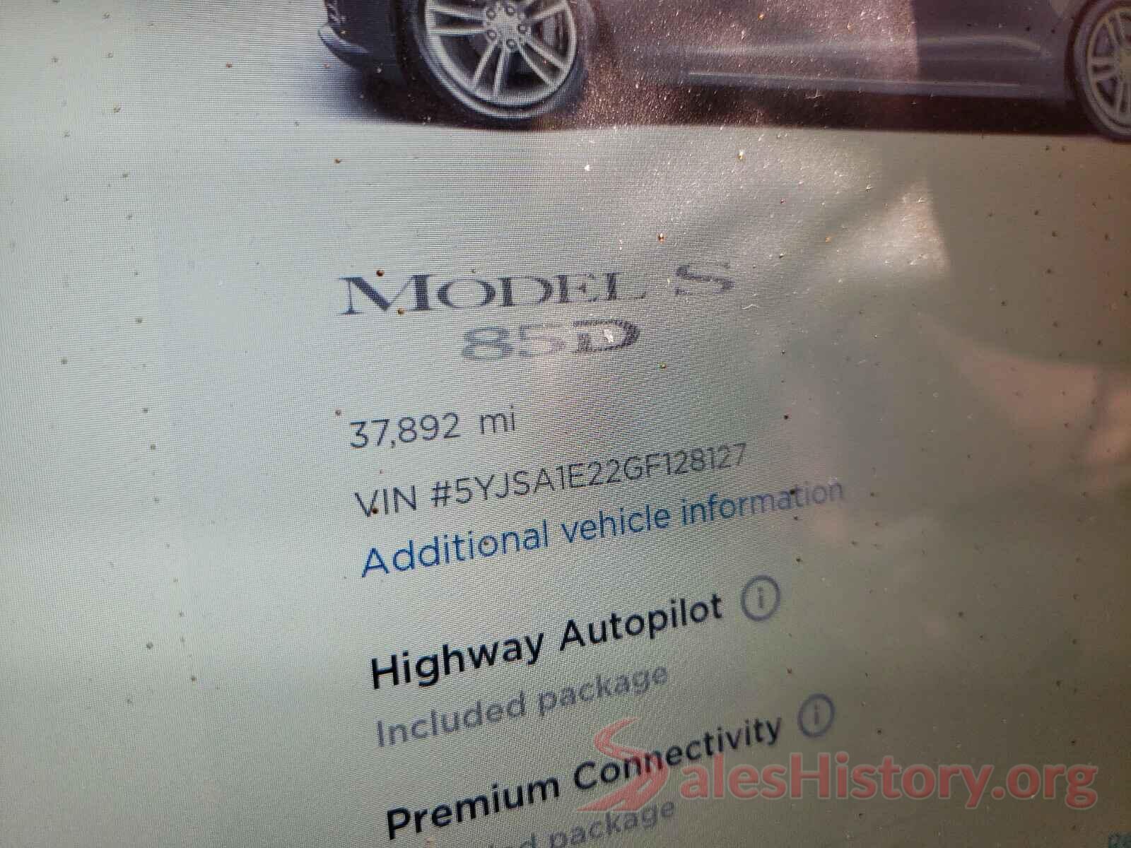 5YJSA1E22GF128127 2016 TESLA MODEL S