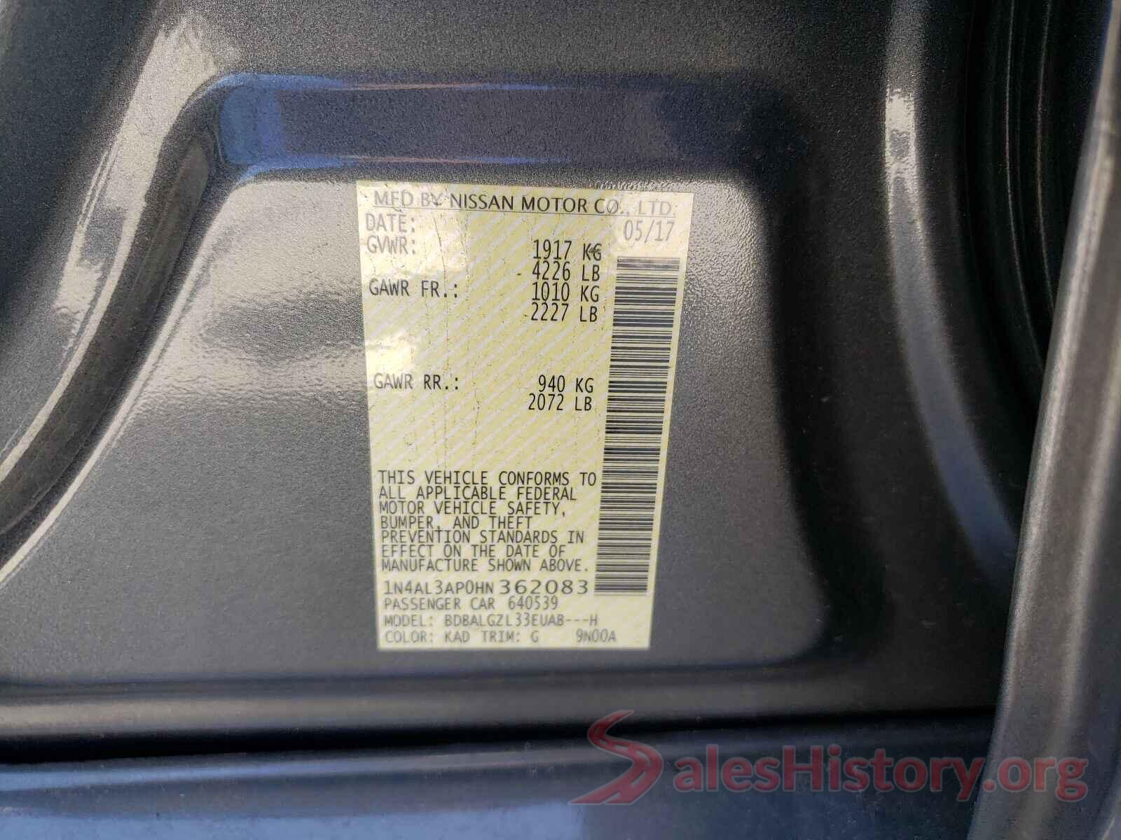 1N4AL3AP0HN362083 2017 NISSAN ALTIMA