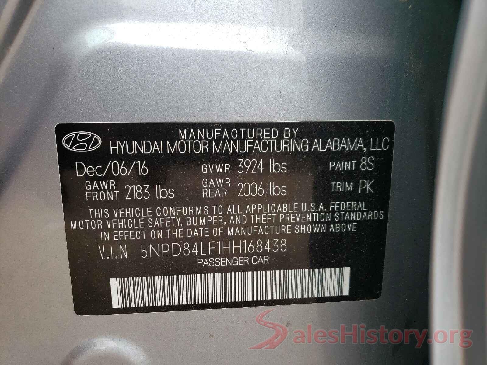 5NPD84LF1HH168438 2017 HYUNDAI ELANTRA