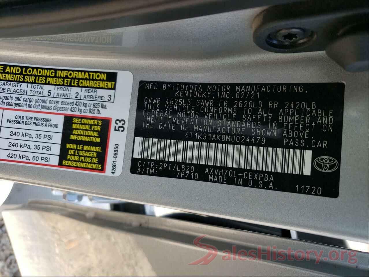 4T1K31AK8MU024479 2021 TOYOTA CAMRY