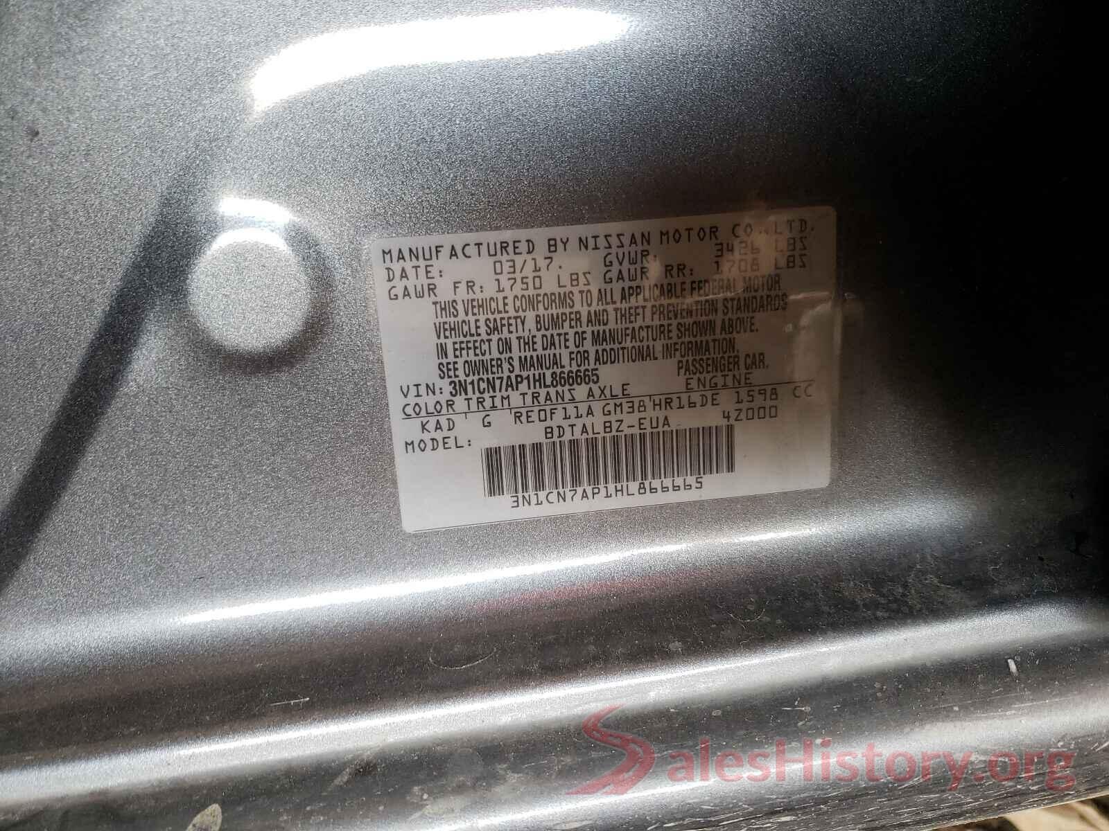 3N1CN7AP1HL866665 2017 NISSAN VERSA