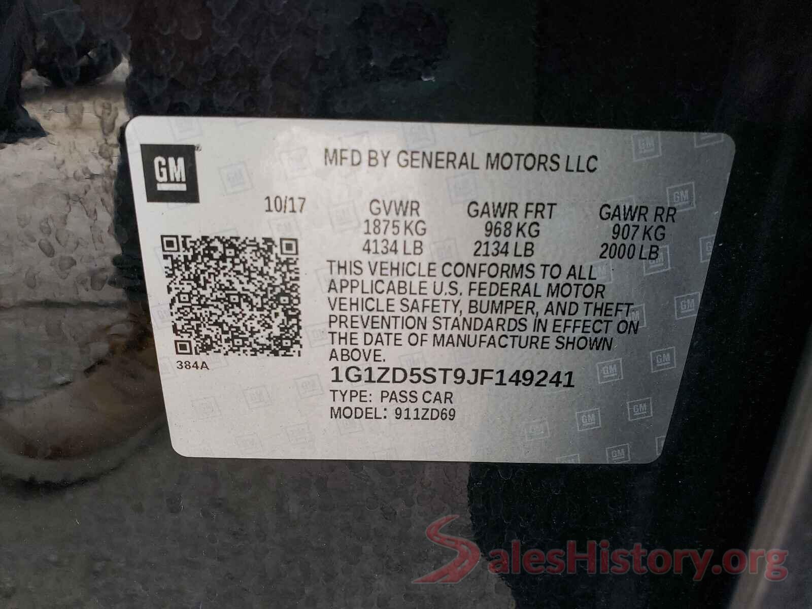 1G1ZD5ST9JF149241 2018 CHEVROLET MALIBU