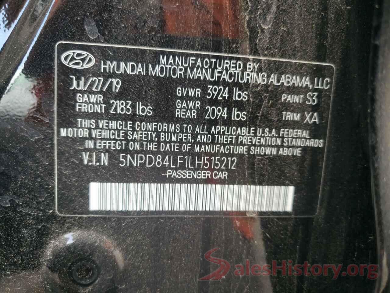 5NPD84LF1LH515212 2020 HYUNDAI ELANTRA