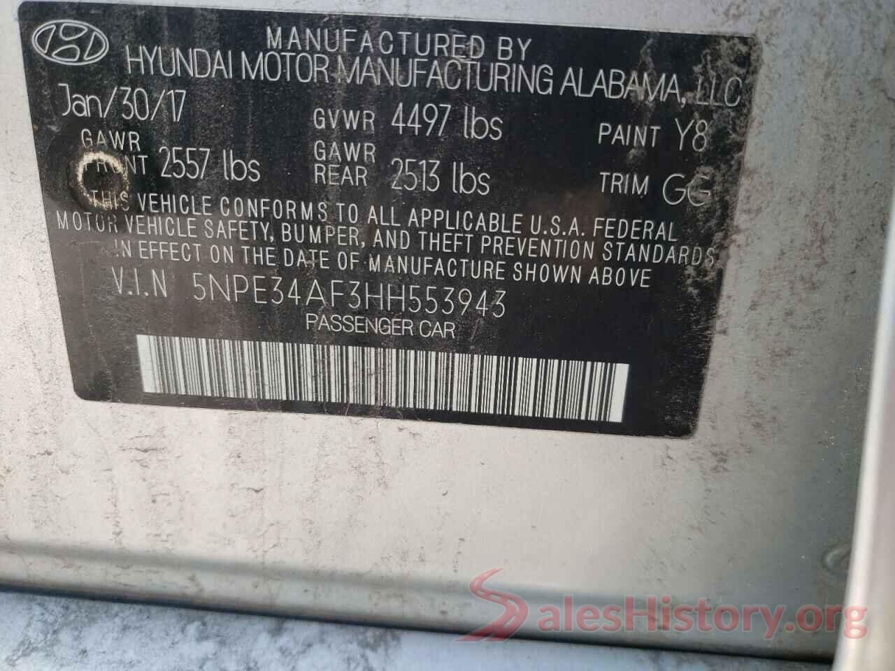 5NPE34AF3HH553943 2017 HYUNDAI SONATA