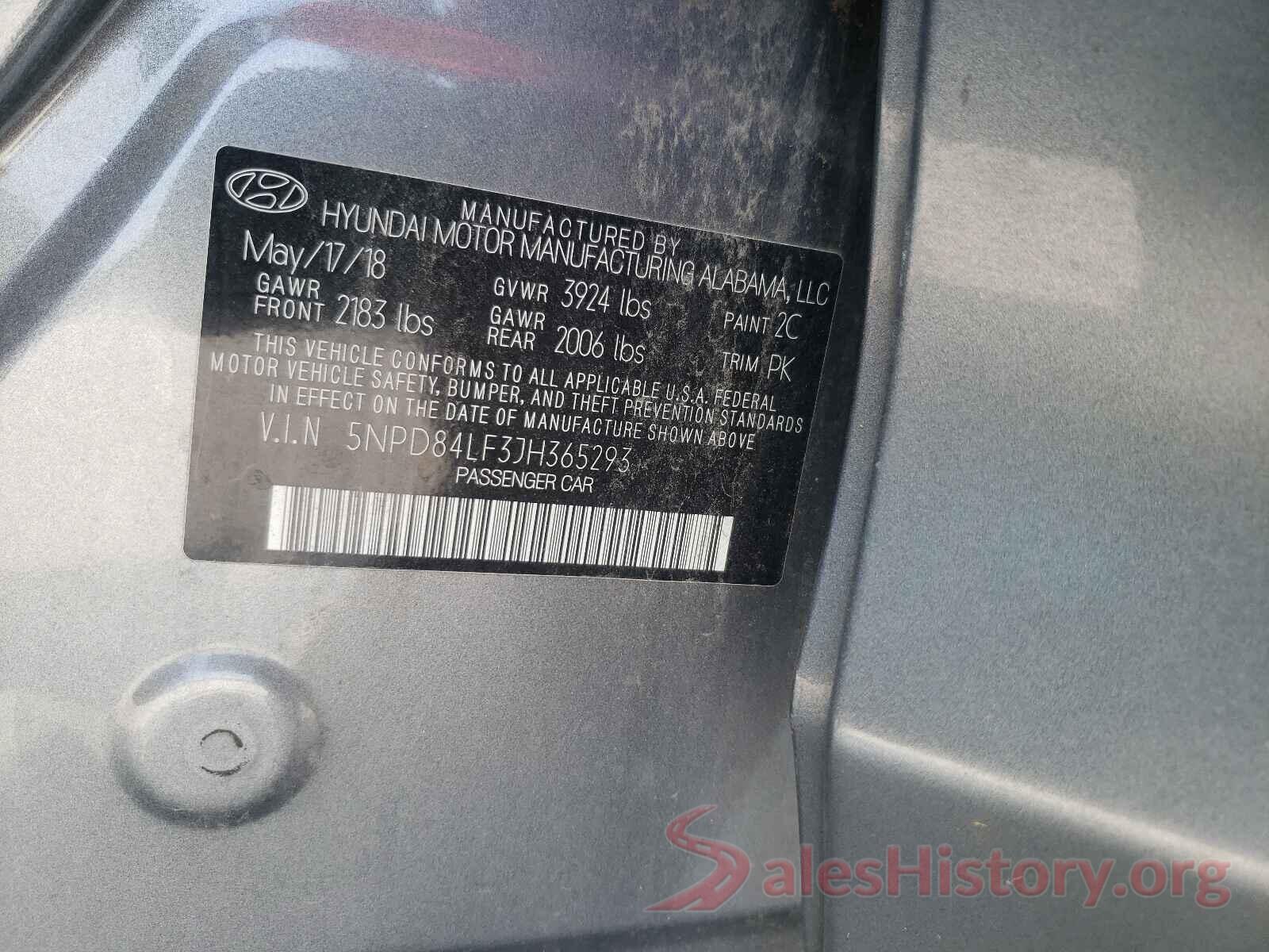 5NPD84LF3JH365293 2018 HYUNDAI ELANTRA