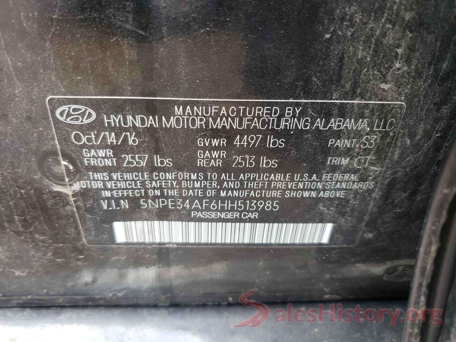 5NPE34AF6HH513985 2017 HYUNDAI SONATA