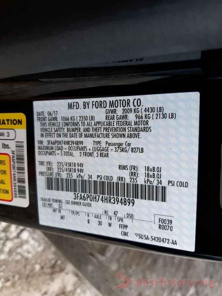 3FA6P0H74HR394899 2017 FORD FUSION