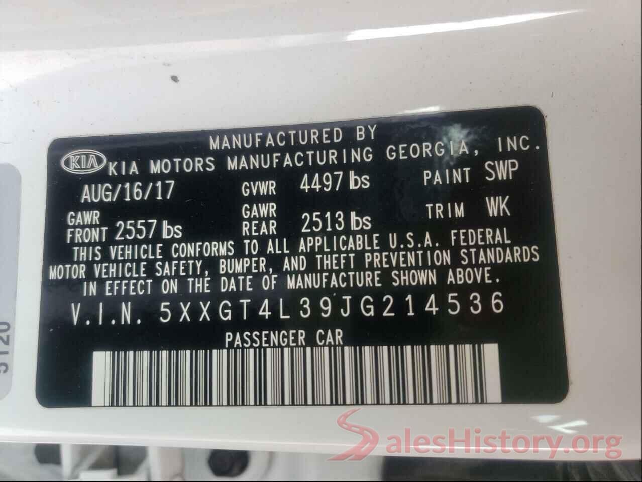 5XXGT4L39JG214536 2018 KIA OPTIMA