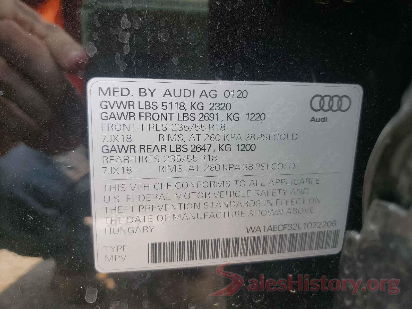 WA1AECF32L1072206 2020 AUDI Q3