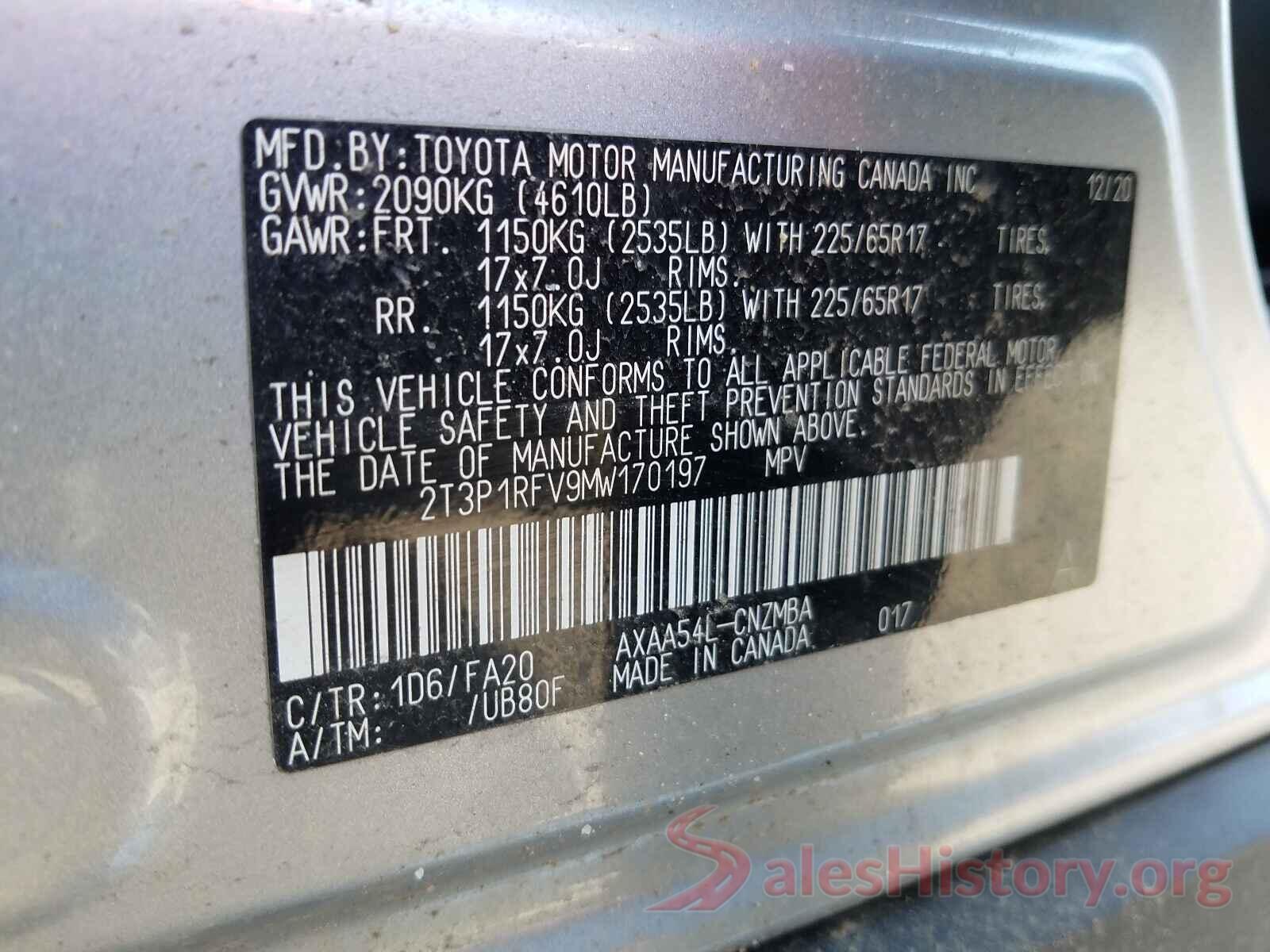 2T3P1RFV9MW170197 2021 TOYOTA RAV4