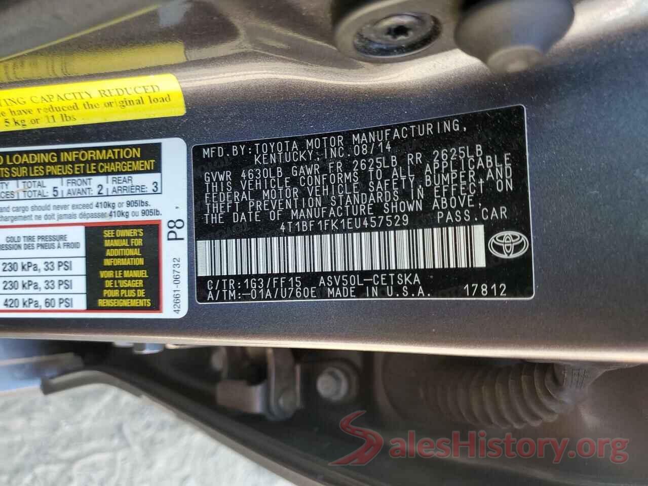 4T1BF1FK1EU457529 2014 TOYOTA CAMRY