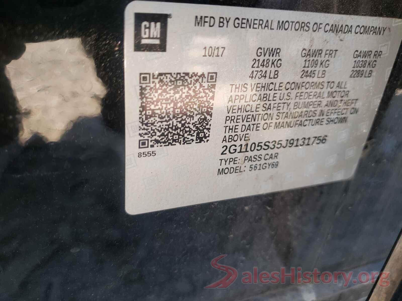 2G1105S35J9131756 2018 CHEVROLET IMPALA