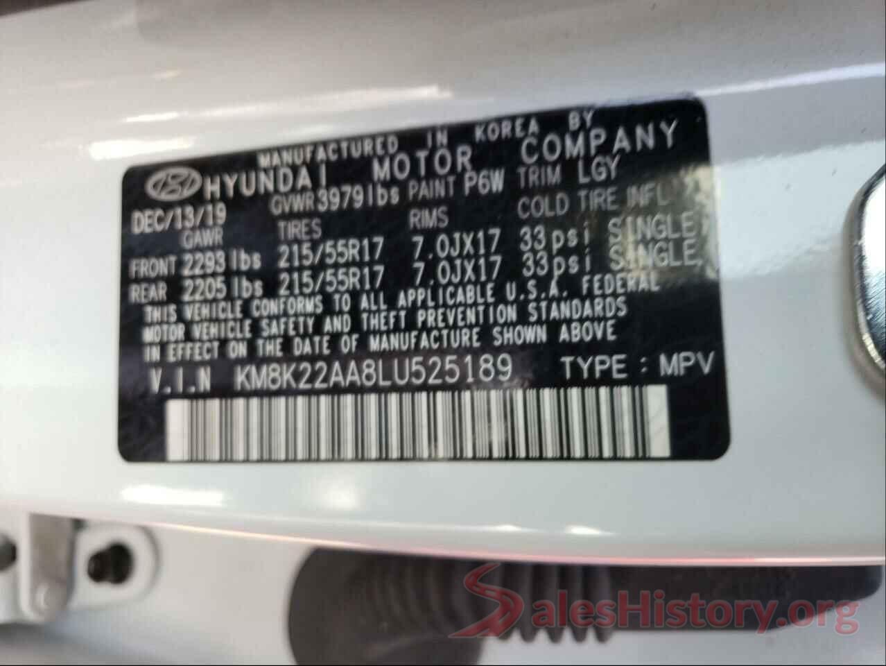 KM8K22AA8LU525189 2020 HYUNDAI KONA