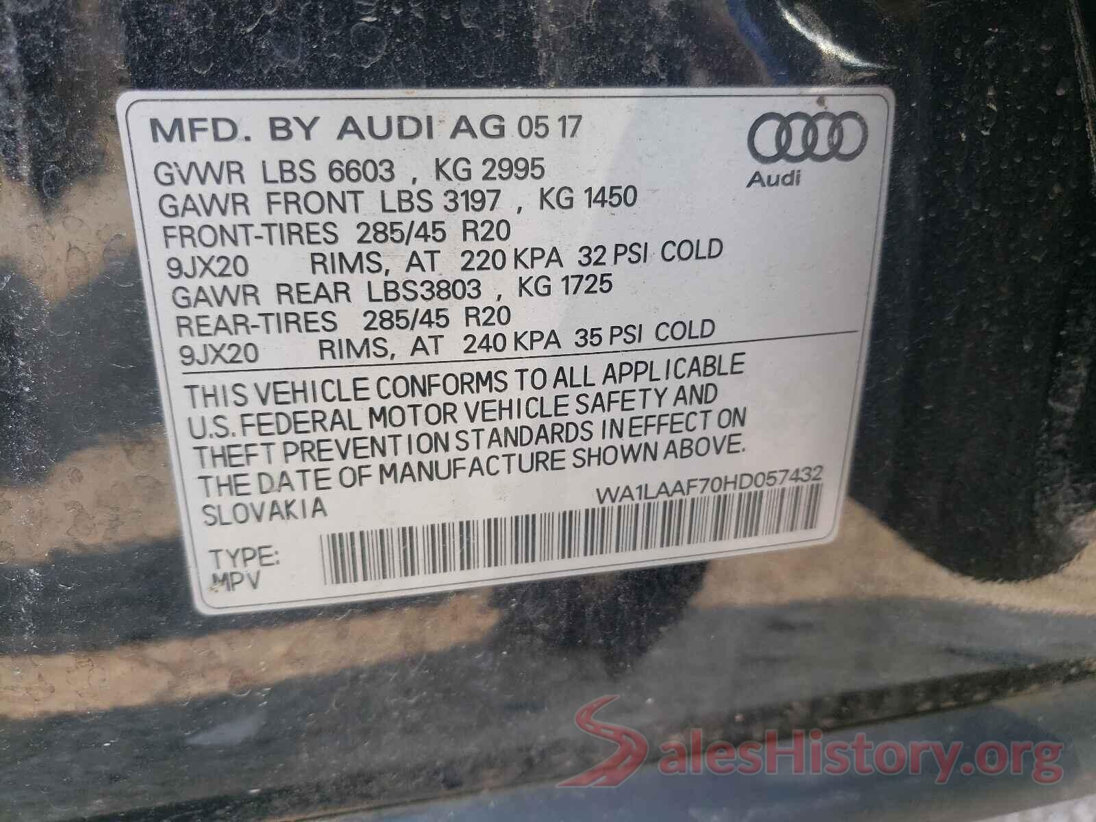 WA1LAAF70HD057432 2017 AUDI Q7