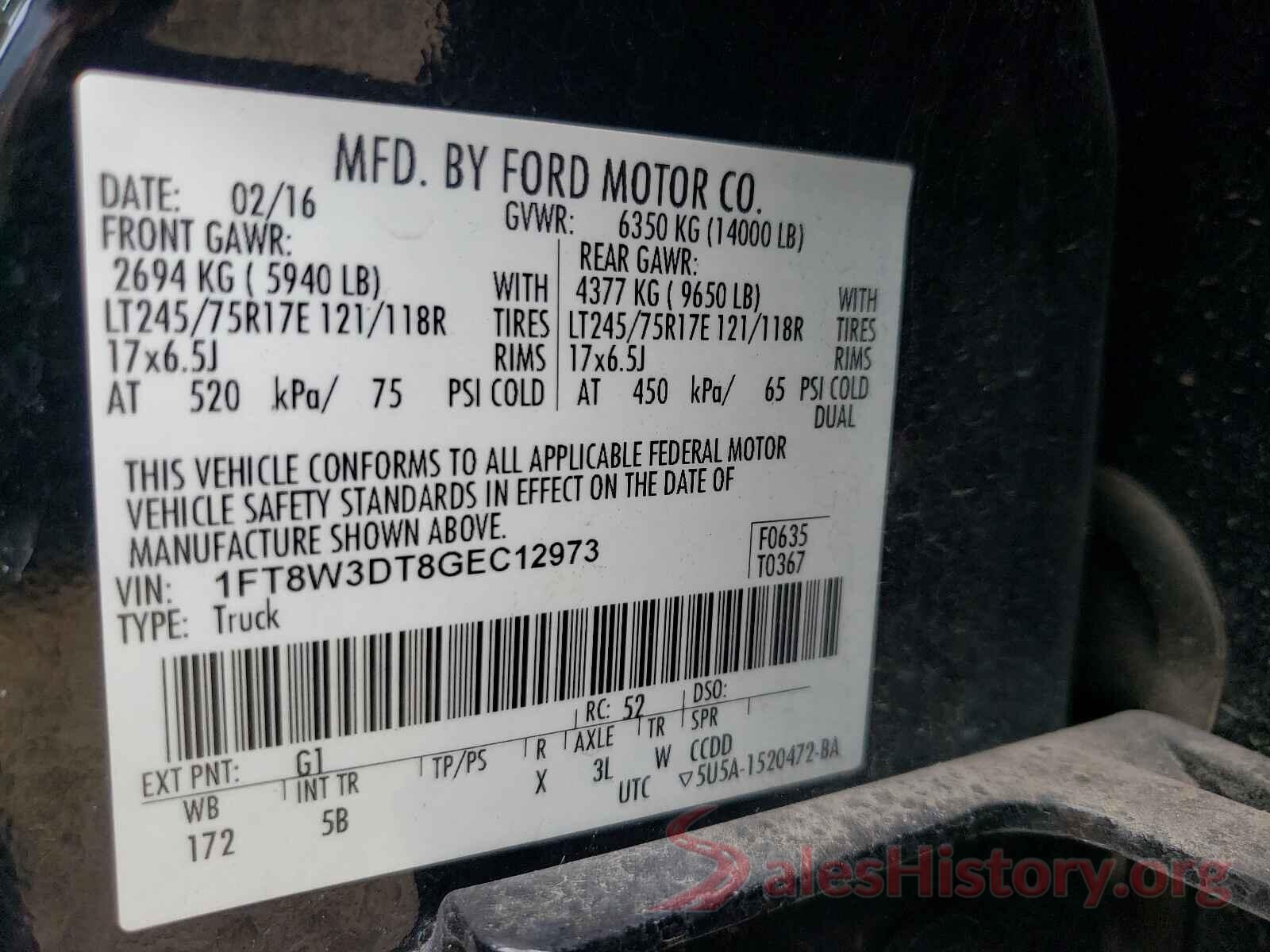 1FT8W3DT8GEC12973 2016 FORD F350