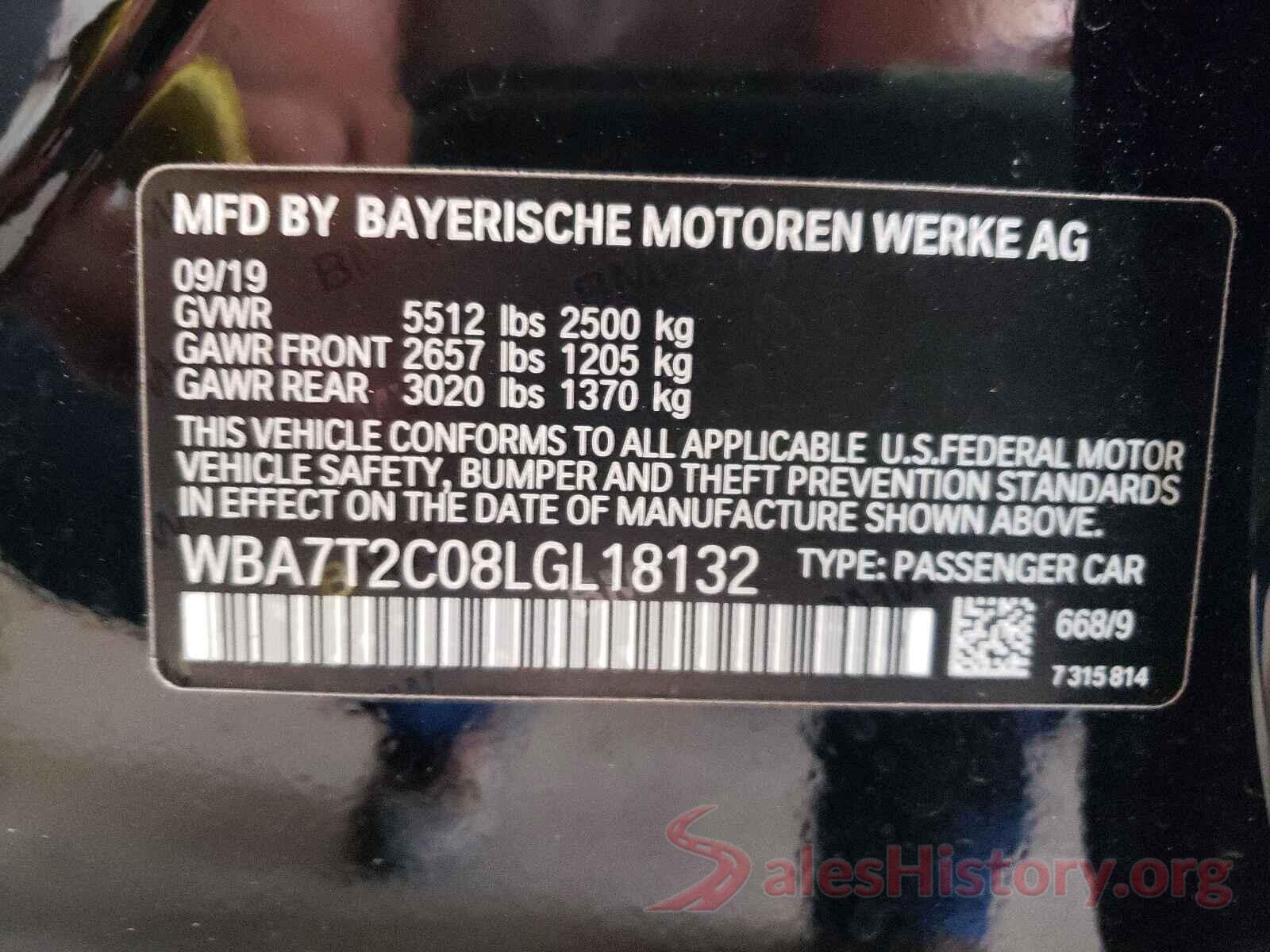 WBA7T2C08LGL18132 2020 BMW 7 SERIES