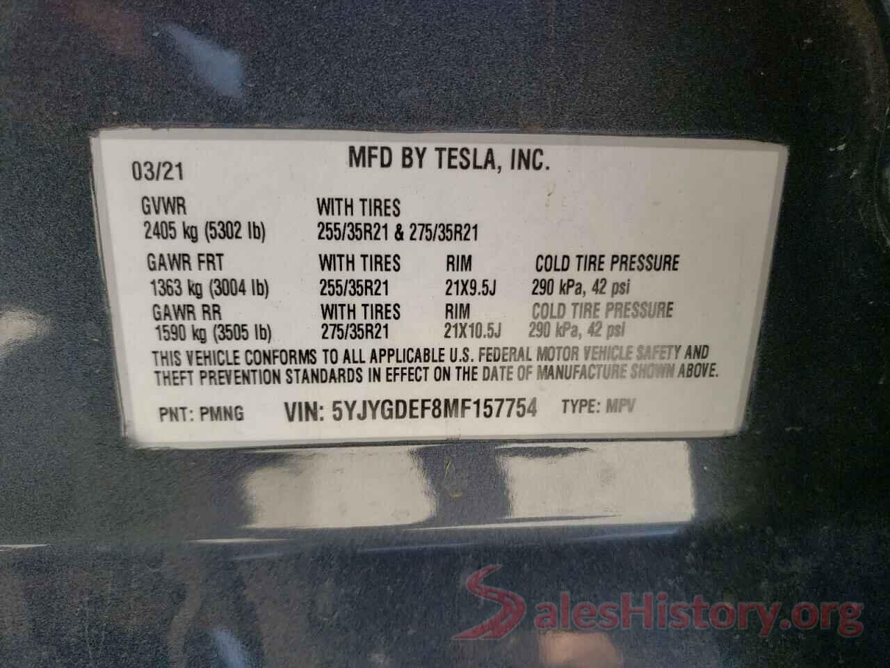 5YJYGDEF8MF157754 2021 TESLA MODEL Y