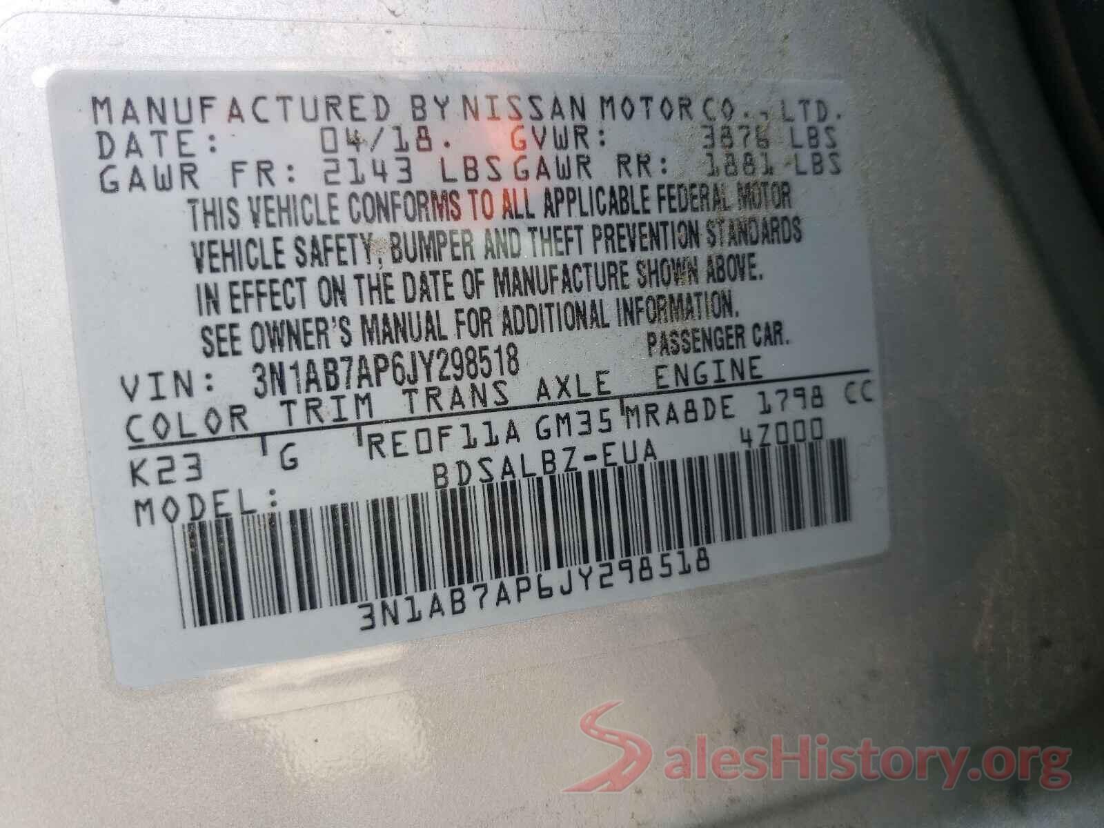 3N1AB7AP6JY298518 2018 NISSAN SENTRA