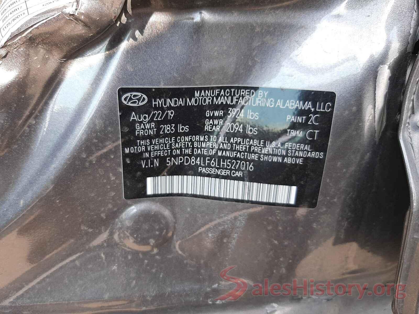 5NPD84LF6LH527016 2020 HYUNDAI ELANTRA