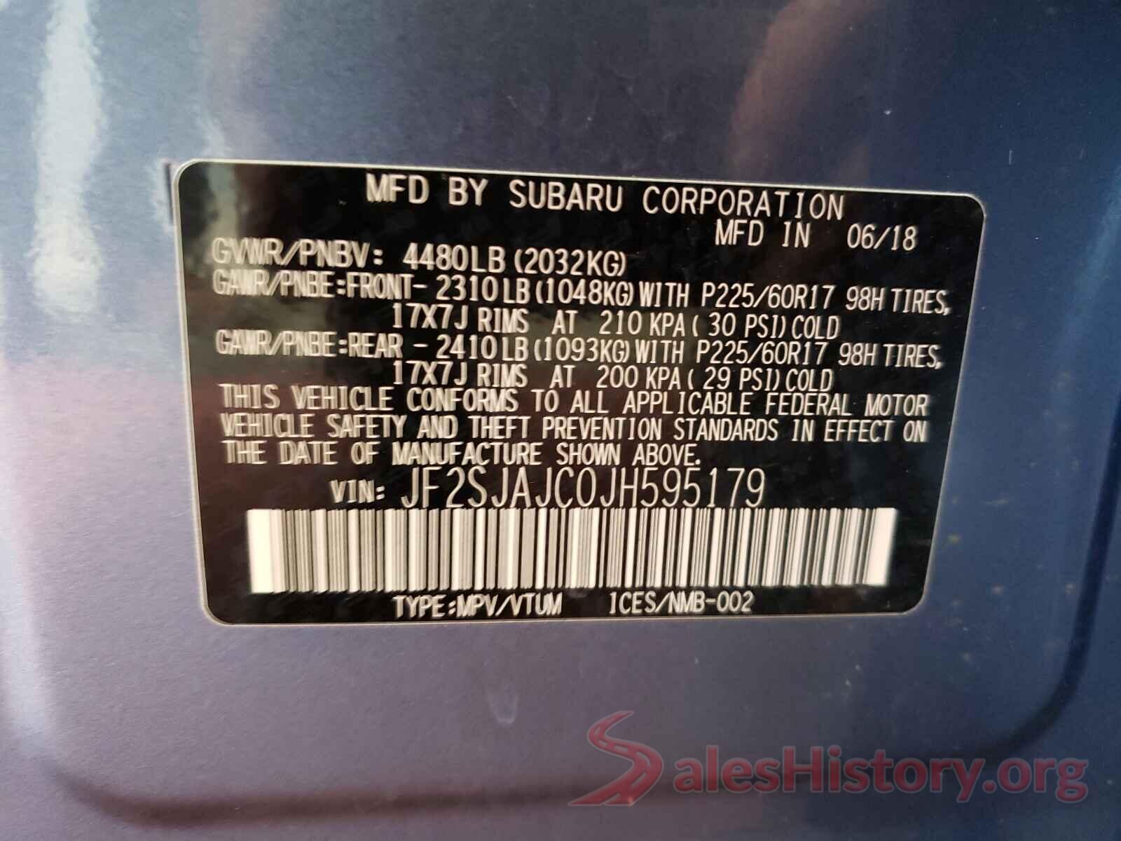 JF2SJAJC0JH595179 2018 SUBARU FORESTER