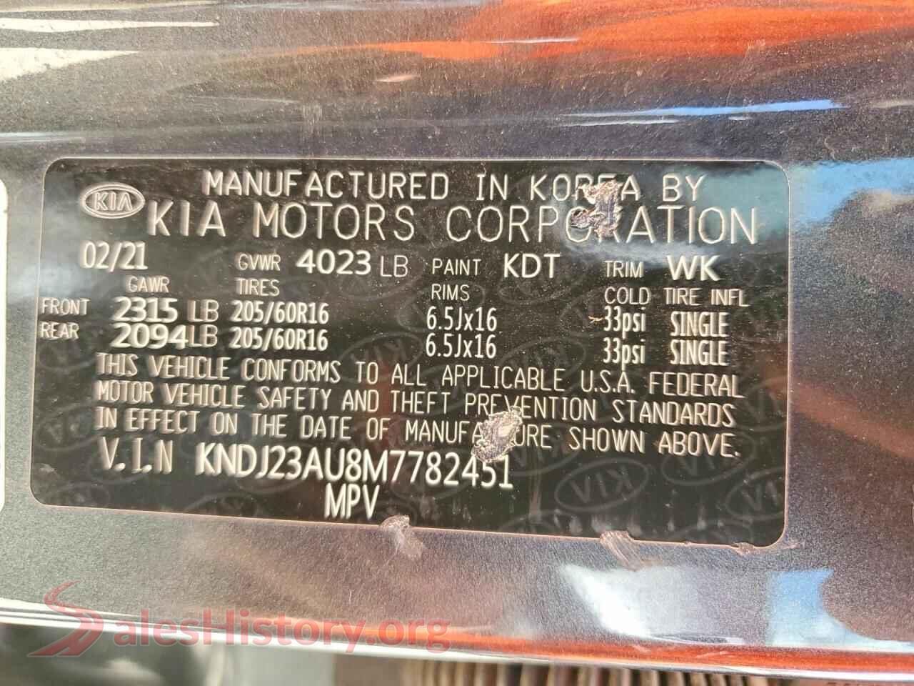 2021 KIA SOUL VIN KNDJ23AU8M7782451, trunk area