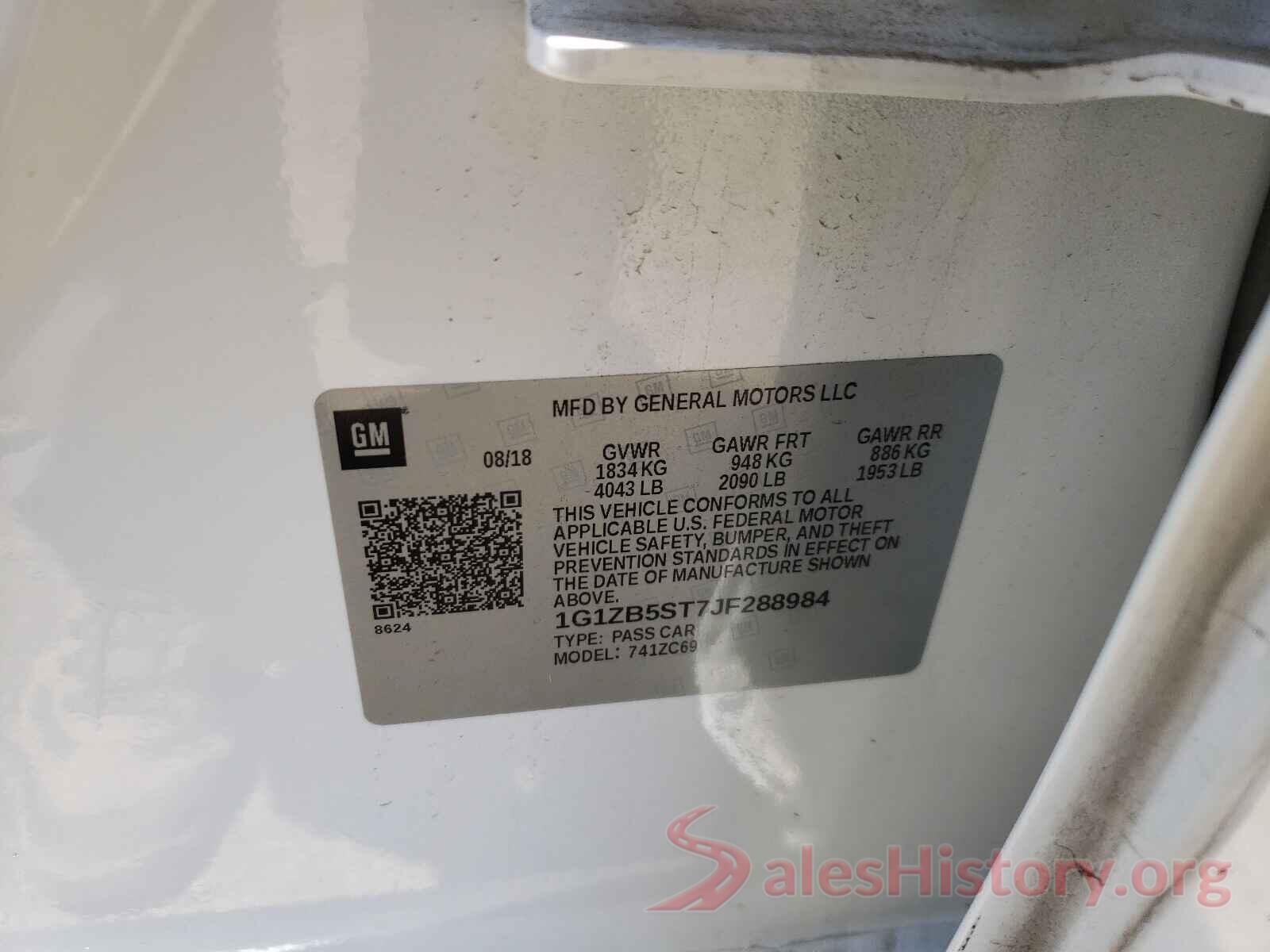 1G1ZB5ST7JF288984 2018 CHEVROLET MALIBU