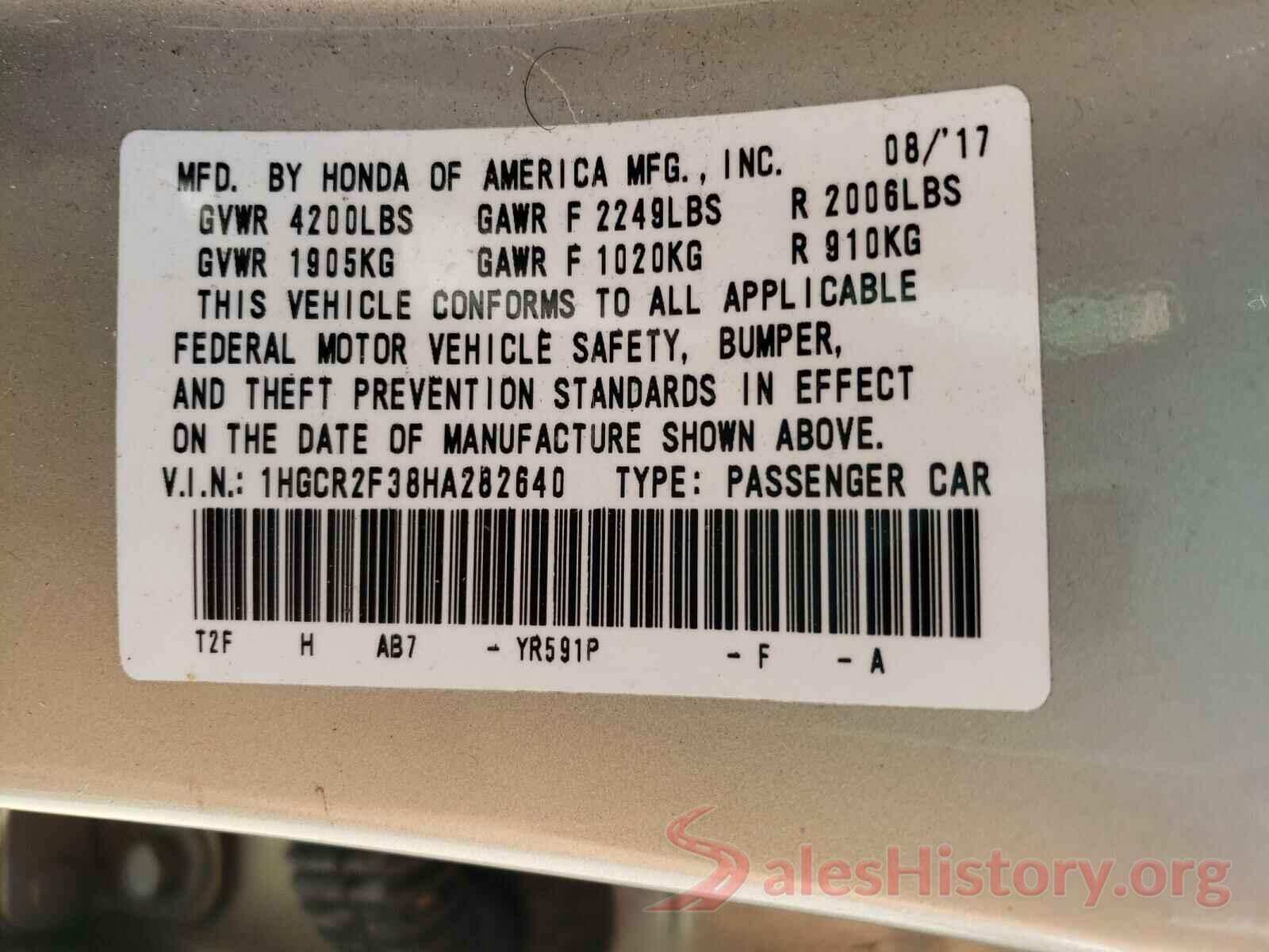 1HGCR2F38HA282640 2017 HONDA ACCORD