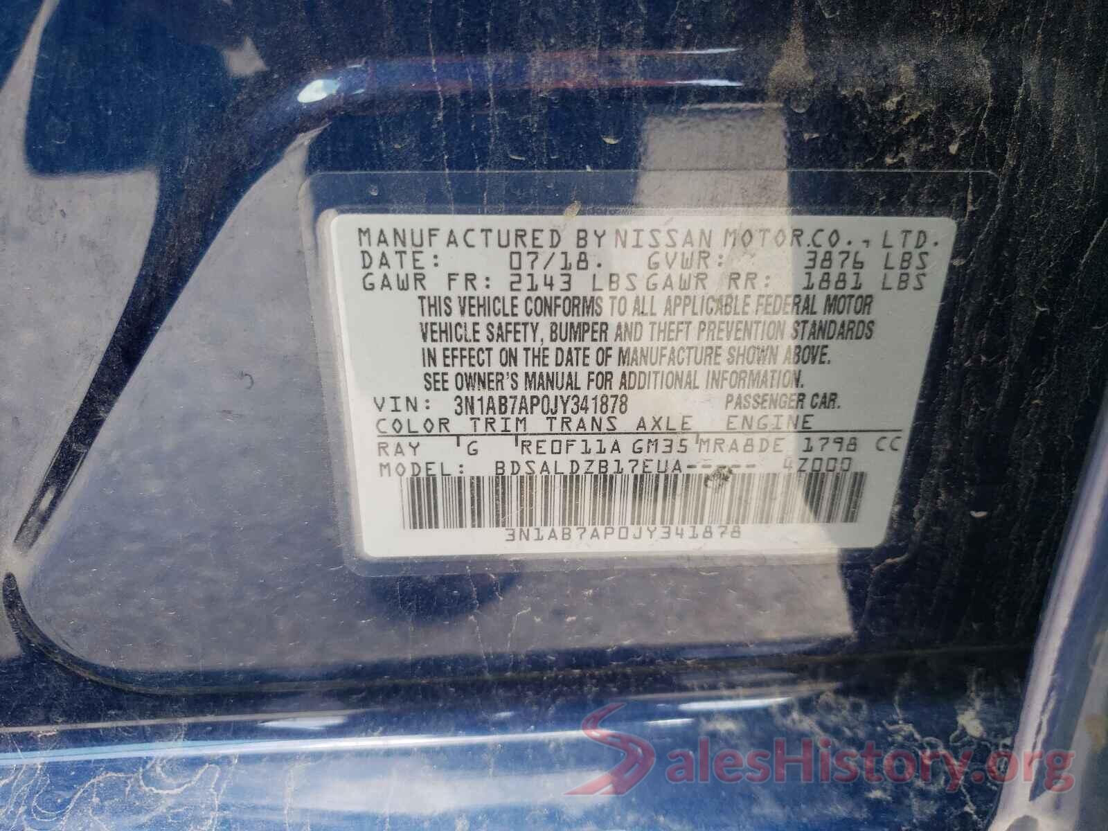 3N1AB7AP0JY341878 2018 NISSAN SENTRA