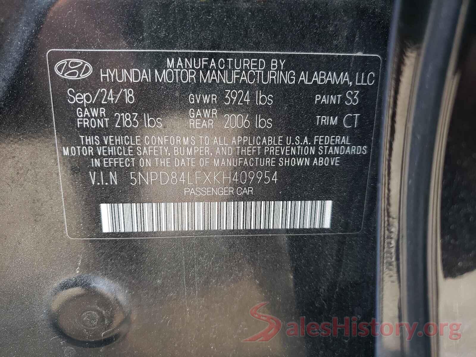 5NPD84LFXKH409954 2019 HYUNDAI ELANTRA