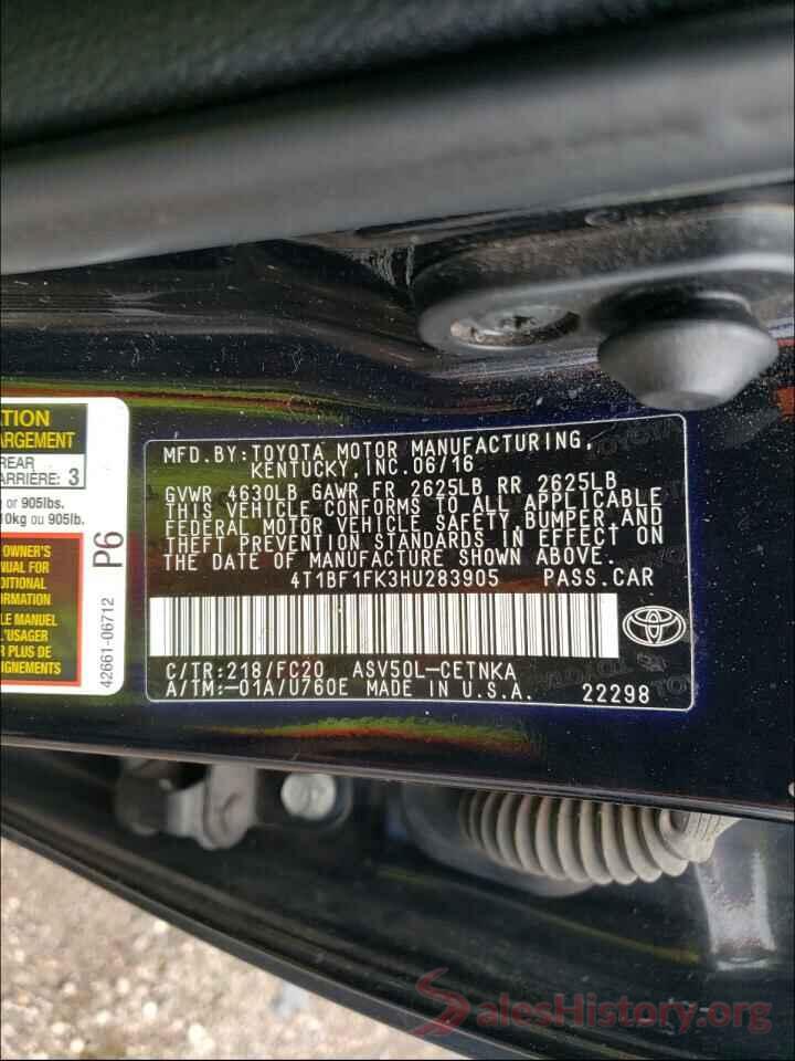 4T1BF1FK3HU283905 2017 TOYOTA CAMRY