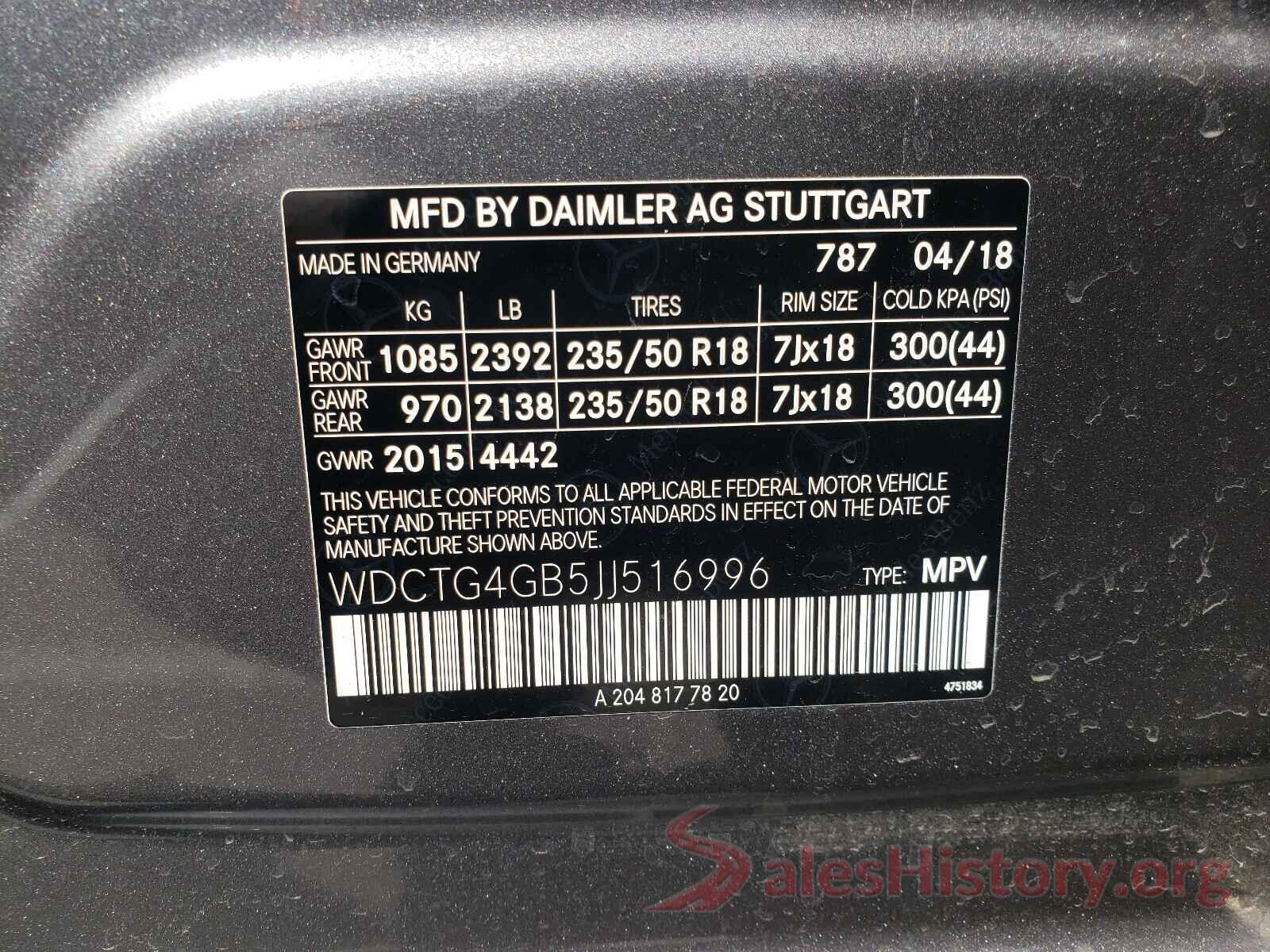 WDCTG4GB5JJ516996 2018 MERCEDES-BENZ GLA-CLASS