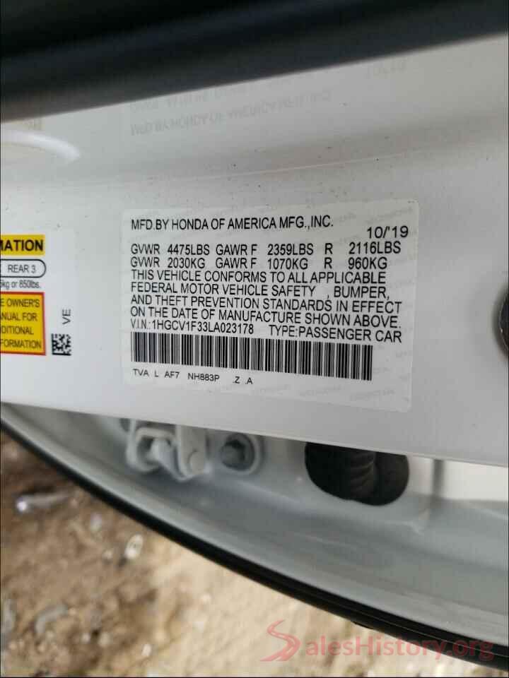 1HGCV1F33LA023178 2020 HONDA ACCORD