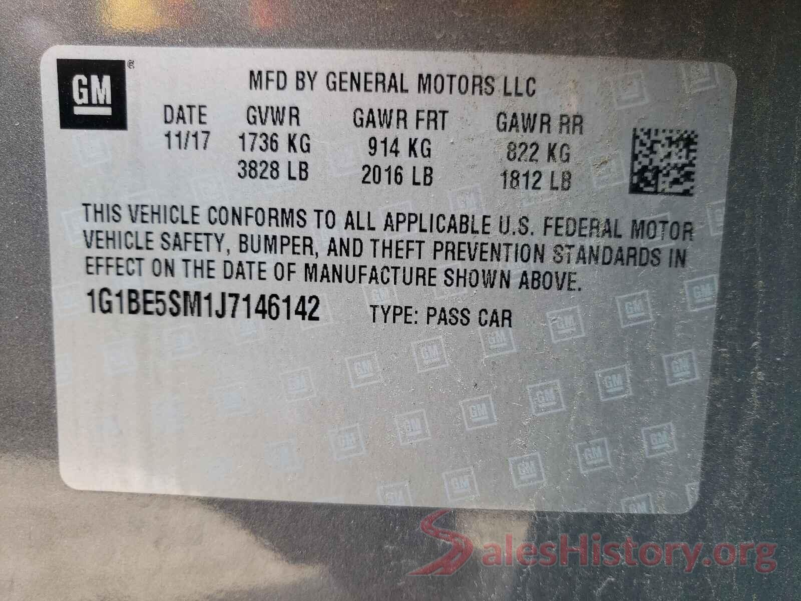 1G1BE5SM1J7146142 2018 CHEVROLET CRUZE