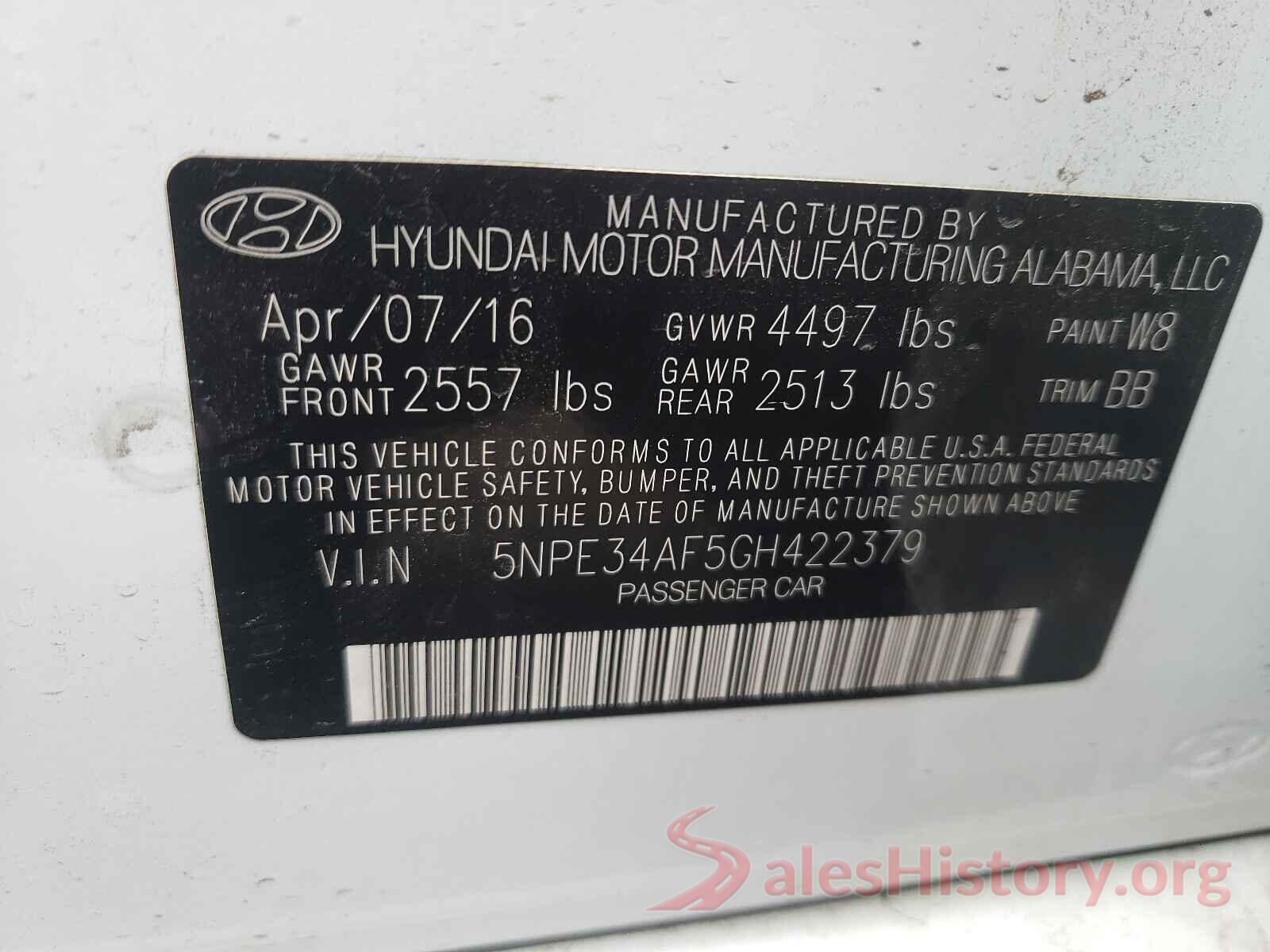 5NPE34AF5GH422379 2016 HYUNDAI SONATA