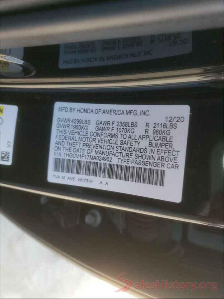 1HGCV1F17MA024902 2021 HONDA ACCORD