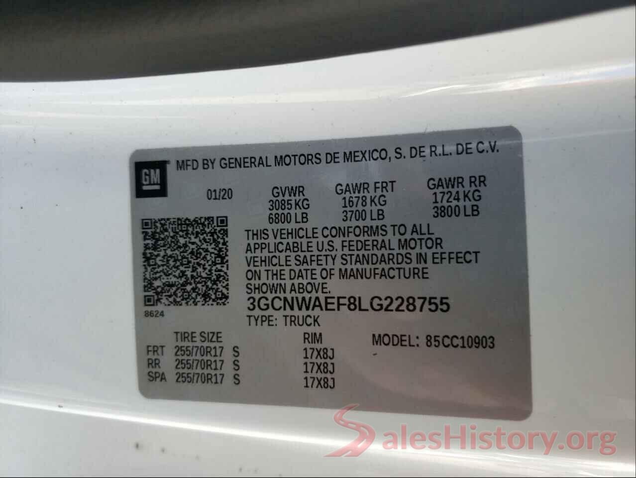 3GCNWAEF8LG228755 2020 CHEVROLET SILVERADO