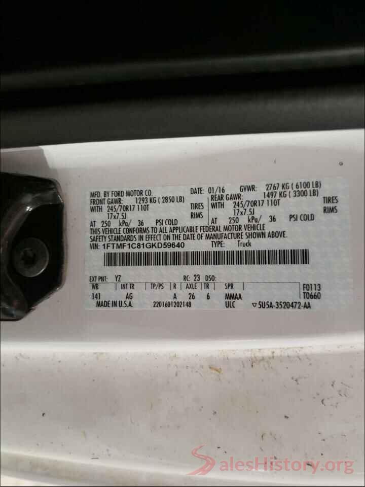 1FTMF1C81GKD59640 2016 FORD F150