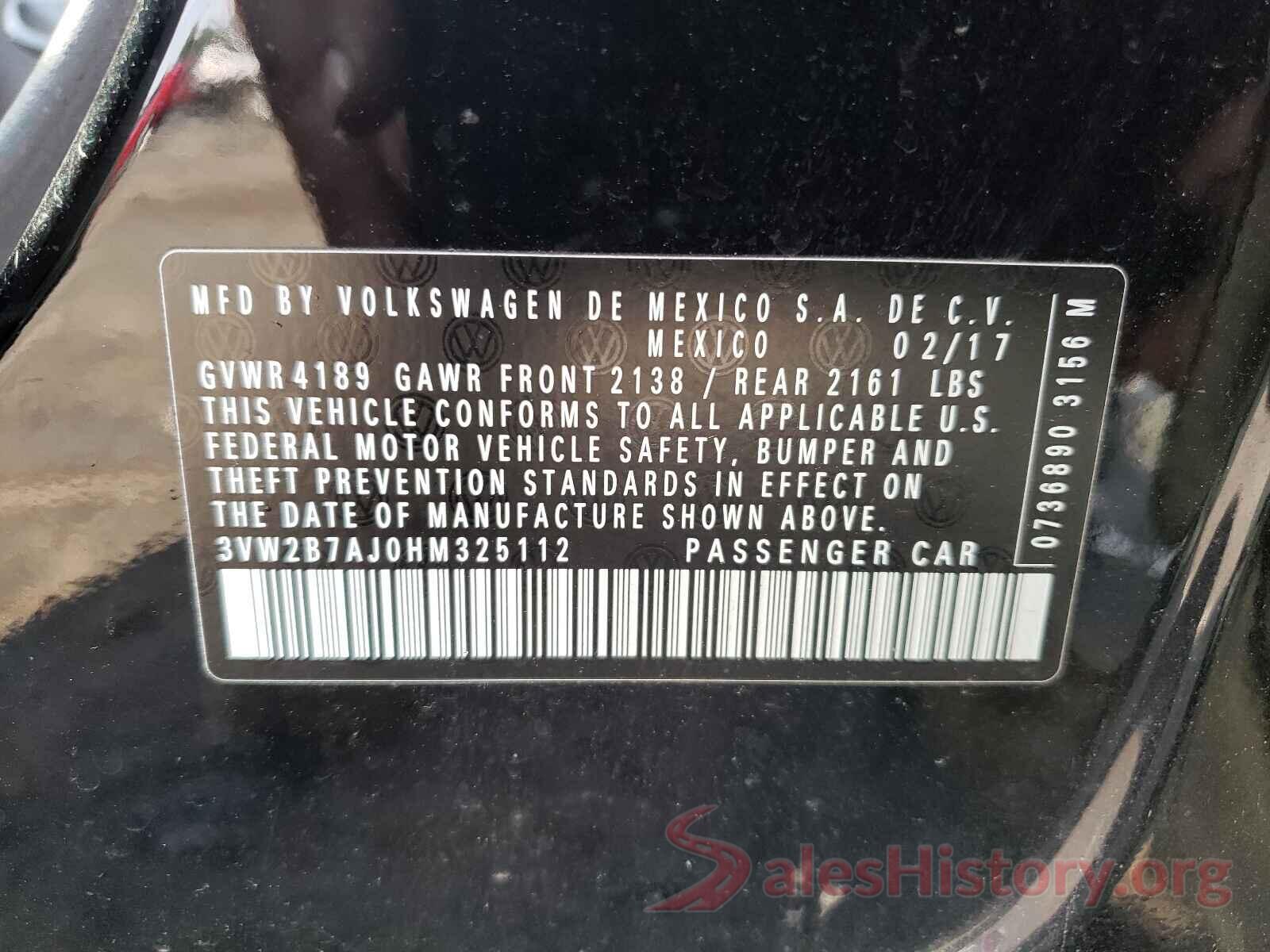 3VW2B7AJ0HM325112 2017 VOLKSWAGEN JETTA